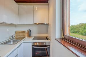 a small kitchen with a sink and a window at Lovely House Near Zagreb With Terrace - Happy Rentals in Graberje Ivanićko