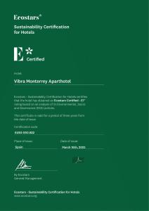 Certifikát, hodnocení, plakát nebo jiný dokument vystavený v ubytování Hotel Apartamentos Vibra Monterrey