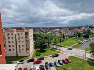 an aerial view of a parking lot in a city at VG CityLux Apartment in Velika Gorica