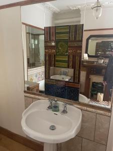a bathroom with a sink and a mirror at Les Fleurs Accommodation in Dover