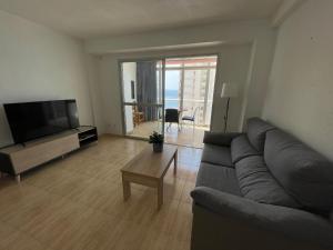 salon z kanapą i telewizorem z płaskim ekranem w obiekcie Apartamento turístico Playmon Bacana Planta 13 w mieście Benidorm