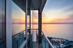 a view of the ocean from the balcony of a cruise ship at La casa al faro in Bari