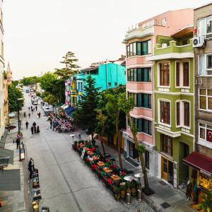 an overhead view of a city street with buildings at Tin Suites in Istanbul