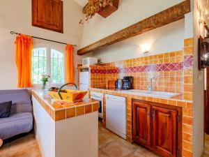 a kitchen with a sink and a counter at Apartment Bauduen by Interhome in Bauduen