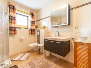 ein Bad mit einem Waschbecken und einem WC in der Unterkunft Apartment Am Hohen Bogen-25 by Interhome in Arrach