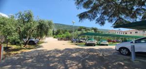 a group of cars parked in a parking lot at Franceska apartmani in Cres