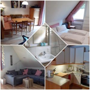 un collage de fotos de una cocina y una sala de estar en Appartement Hardenack, en Innerkrems