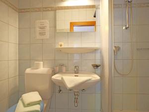 フューゲンにあるHoliday Home Apart Anneliese by Interhomeのトイレ、洗面台、シャワー付きのバスルーム