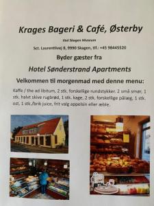 a flyer for a store with a picture of food at Penthouse Apartment Downtown - Hotel Sønderstrand Apartments in Skagen