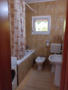 a bathroom with a sink and a toilet and a tub and a sink at Miran in Ivanica