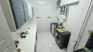 a small bathroom with a washing machine in it at سابا باشا 3 in Alexandria