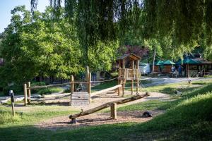a playground in a park with a slide and a tree at Les gites de Sarlat in Sarlat-la-Canéda