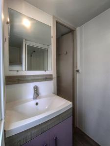 een badkamer met een wastafel en een spiegel bij Mobile homes Pine Sea Banjole in Banjole