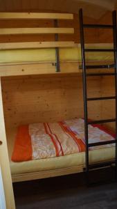 2 lits superposés dans un dortoir avec thritisthritisthritisbestosbestosbestosbestosbestosbestosbestos dans l'établissement Feriendörfle Fritz - Zirkuswagen (rot), à Ettenbeuren