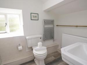 a white bathroom with a toilet and a sink at Hall Bank Cottage in Rydal +17 photos