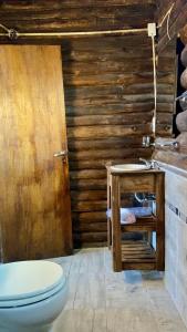 La salle de bains est pourvue de toilettes et d'un lavabo. dans l'établissement Naol village, à Uspallata