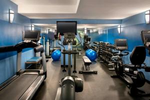 - une salle de sport avec plusieurs tapis de course et appareils de cardio-training dans l'établissement Four Points by Sheraton Manhattan SoHo Village, à New York