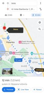 a screenshot of the google maps app at City Center Apartment Bravos in Makarska