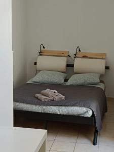 dos camas sentadas una al lado de la otra en una habitación en Beaugency-3 sur la route des châteaux, en Beaugency