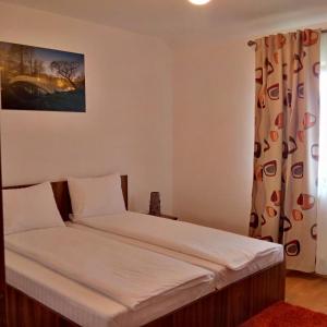 a bedroom with two beds and a window at Hotel Apart Tel Aviv in Sebeş