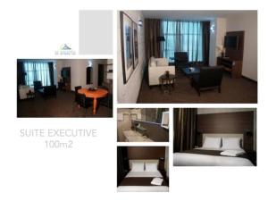 un collage de cuatro fotos de una habitación de hotel en Al Khaima City Center en Nuakchot