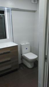 a bathroom with a white toilet and a sink at APARTAMENTO GIJON - LA ARENA in Gijón
