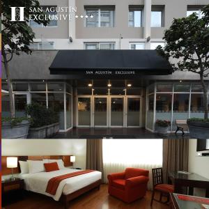 a hotel with a bed in front of a building at San Agustin Exclusive in Lima