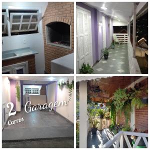 eine Collage mit vier Bildern eines Hauses in der Unterkunft Descanso Vista Alegre in Campos do Jordão