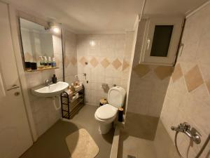 a bathroom with a toilet and a sink at Sweet Home Ano Poli in Thessaloniki +21 photos