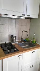Una encimera de cocina con un fregadero y una estufa. en Il Camaleonte dal 2005, en Bracciano 7 fotos más
