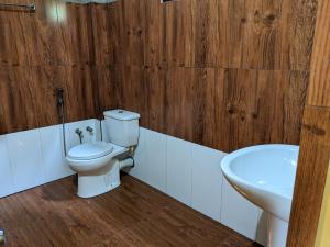 łazienka z toaletą i umywalką w obiekcie Afenta Hotel - Mihintale w mieście Mihintale