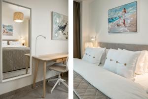 ein Schlafzimmer und ein Schlafzimmer mit einem Bett und einem Schreibtisch in der Unterkunft INF26H- Comfortable and spacious city apartment in Estepona + 35 Fotos