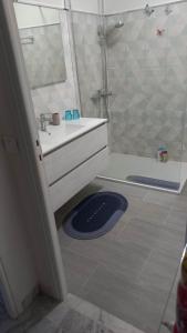 a bathroom with a sink and a shower with a drain at Chez Bianca Les Coquelicots Les Lucioles in Menton +21 photos