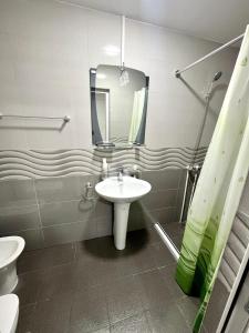 a bathroom with a sink and a mirror at Family Appartments on Buzand street in Yerevan +18 photos