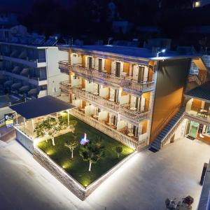 an aerial view of a hotel at night at Valtos Ionion in Parga