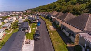 an aerial view of a residential neighbourhood with houses at Three Bedroom Instow Caravan in Bideford