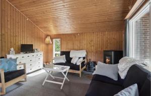 Awesome Home In Eskebjerg With Wifi في Eskebjerg: غرفة معيشة مع أريكة ومدفأة