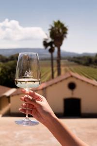 a person holding a glass of wine in their hand at Sella&Mosca Casa Villamarina in Alghero