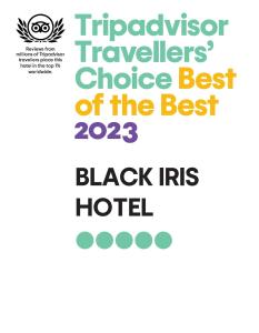 Certifikát, hodnocení, plakát nebo jiný dokument vystavený v ubytování Black Iris Hotel