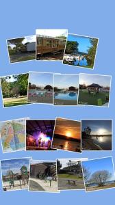 a collage of pictures of different places at MOBILHOME 3 CHBRES 2 SDE 2 WC LV LL TV CLIM TOUT CONFORT in Gastes
