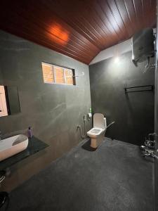 a bathroom with a toilet and a sink at THE MASCARA - Home stay @ Coorg in Kushālnagar