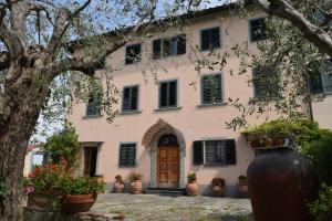 a house with plants in pots in front of it at La Convenienza in Cascina