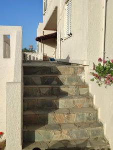 un escalier en pierre menant à un bâtiment dans l'établissement Kassandra Garden Residence, à Istron