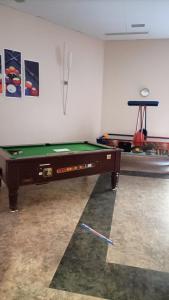 a room with a pool table and a table at Appartement Le Montagnard in Les Déserts