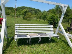 a swinging bench in a field of grass at Ехо Природи in Kamianets-Podilskyi