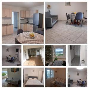 a collage of pictures of a kitchen and a living room at Apartman Iva in Kučište