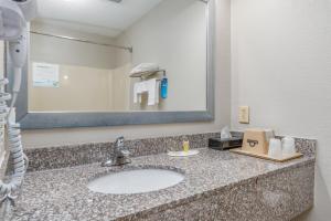 a bathroom counter with a sink and a mirror at Days Inn by Wyndham Coliseum Montgomery AL in Montgomery +25 photos