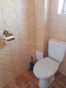 a bathroom with a toilet and a toilet paper dispenser at Domeček s výhledem in Martínkovice