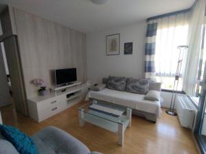 a living room with a couch and a tv at Apartment Bencic in Umag