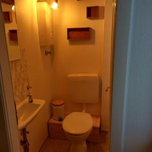 a small bathroom with a toilet and a sink at Rubens Haus in Siegen